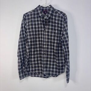 UNTUCKit Slim Fit Plaid Button Down Shirt Blue Gray Cotton Size M